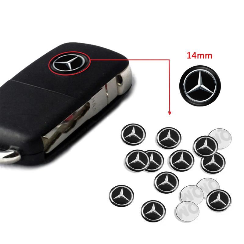 CQY1 5/10Pcs 14MM Car Key Shell Emblem Sticker Auto Remote Accessories For Mercedes Benz AMG W203 W206 W220 W205 W211 W212 W201 W168