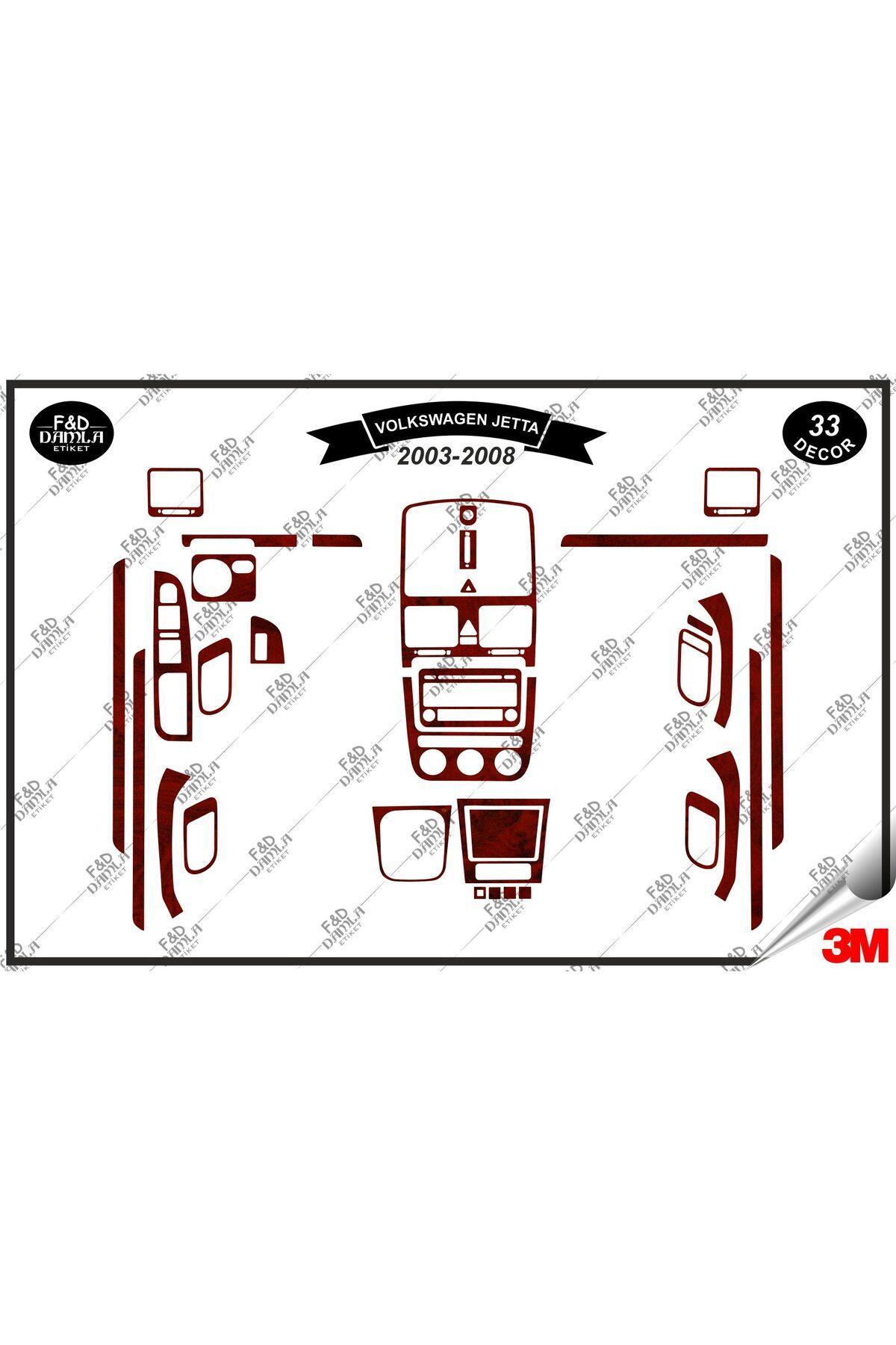 

Volkswagen Jetta 2003-2008 Torpido Konsol Trim Göğüs Maun Kaplama Set 33 Parça Maun