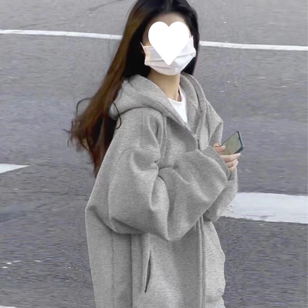 2023 Women's Oversized Hooded Cardigan Sweatshirt: Spring/Autumn & Winter-Ready Plush Velvet