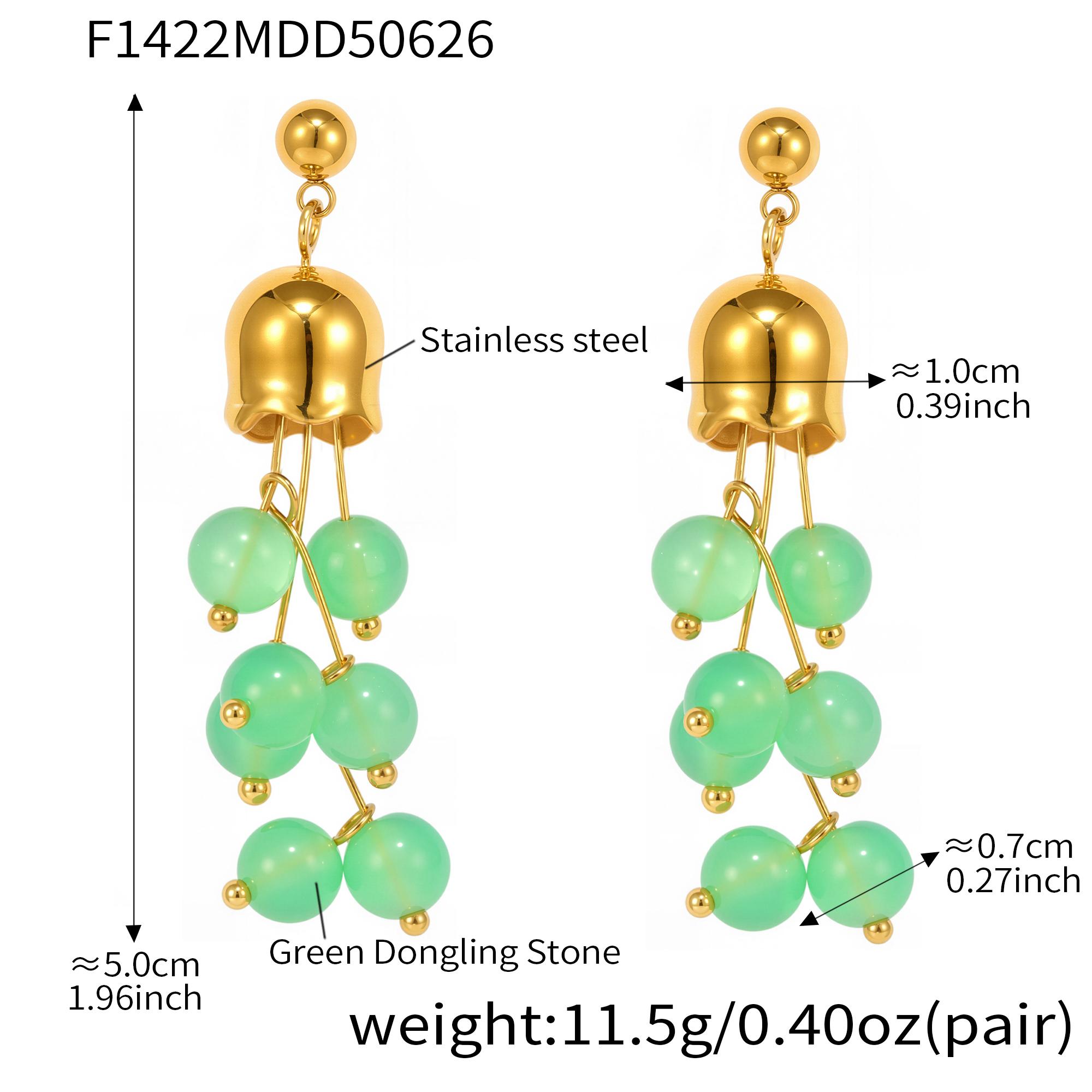 

Серьги-подвески из нержавеющей стали в форме колокольчика для женщин, с покрытием из 18-каратного золота, не тускнеющие, женские серьги-подвески с фиолетовыми или коричневыми кристаллами