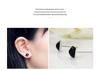 925 Sterling Silver Black Gold Sand Crystal Earrings, Korean Style Fashion Men's Studs