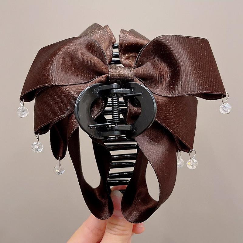 Elegant Retro Satin Bow Hair Clip for Women - Perfect for Low Ponytails and Head Ornaments