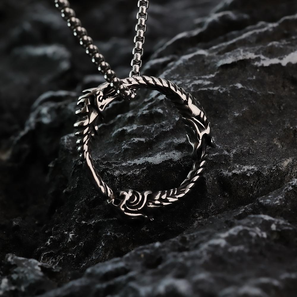 Viking Celtic Wolf Head Pendant Stainless Steel Necklace For Men Hip Hop Style