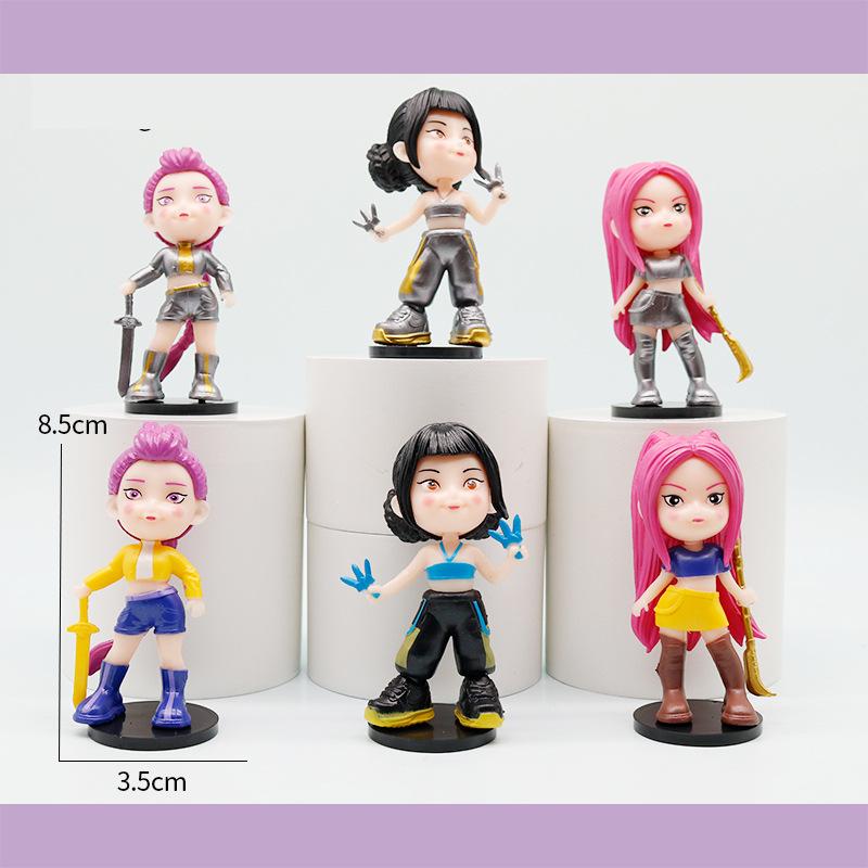 8cm 6pcs Figure The Demons Hunters Rumis Miras Zoeys Tiger Figurine Toy Desk Decoration Statues Ornament Birthday Gift For Kid