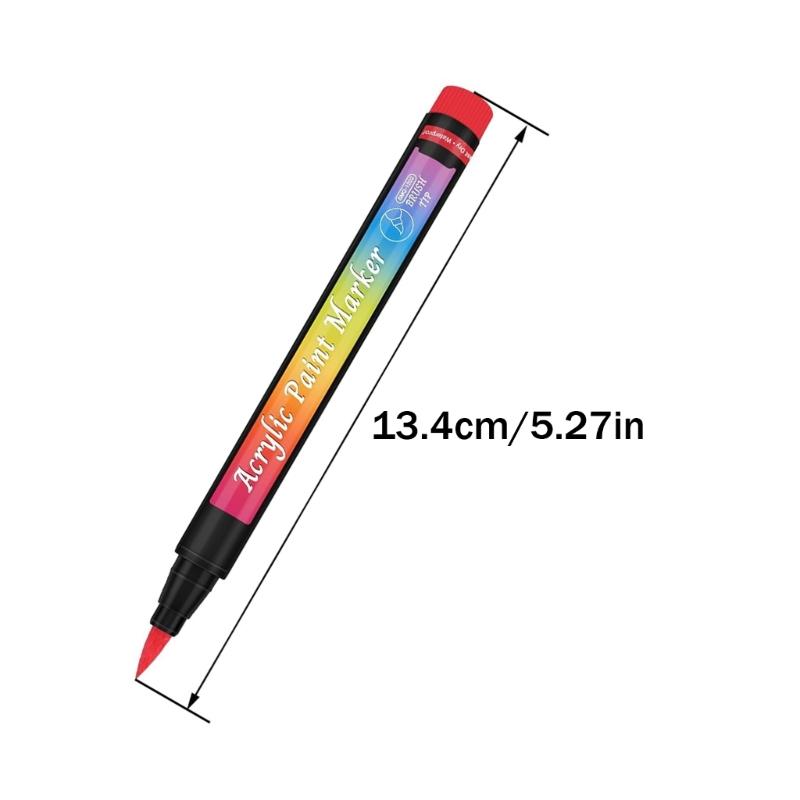 30Pcs Acrylic Marker Art Marker 30 Colors Brush Pen for DIY Shoe Bag Painting on Paper Stone Wood Glass Canvas