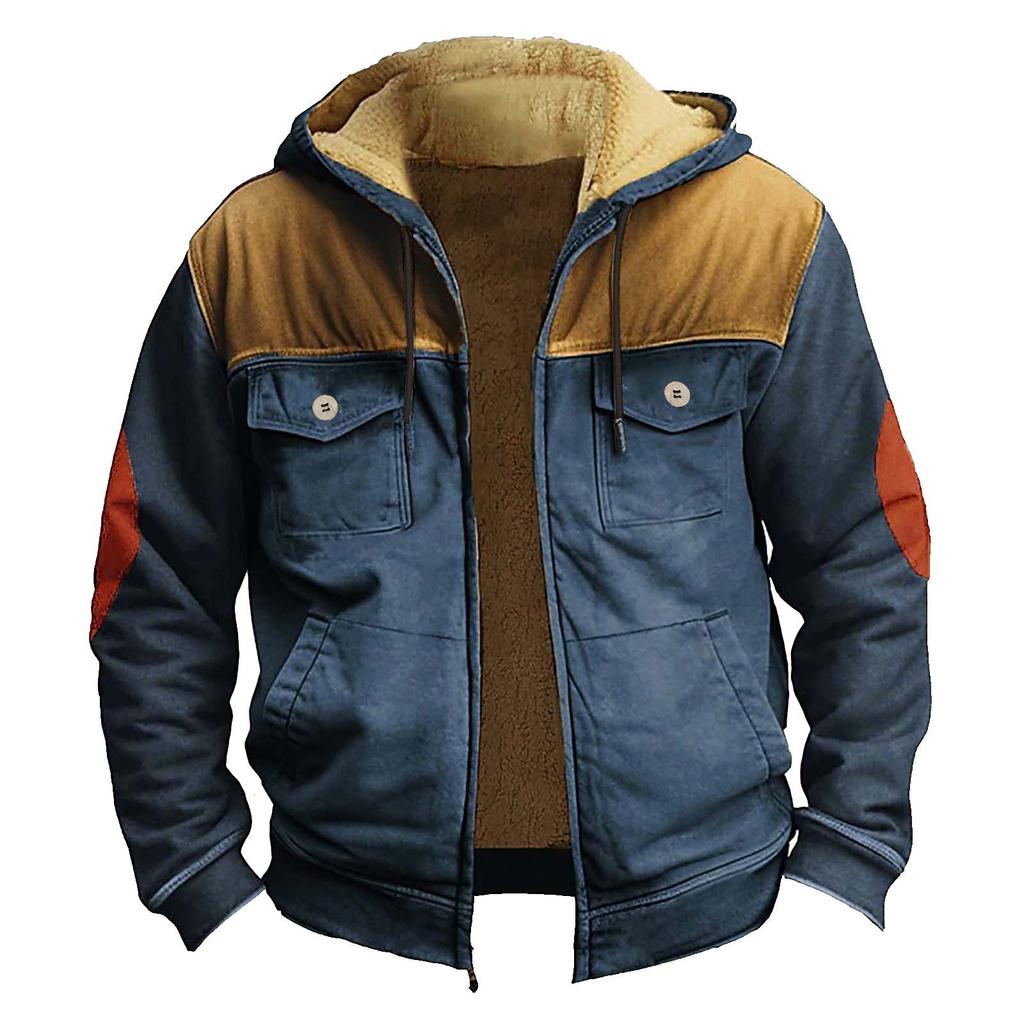 Dobbellommejakke for menn med fortykket knapp med lommeinnsats bomullsjakke