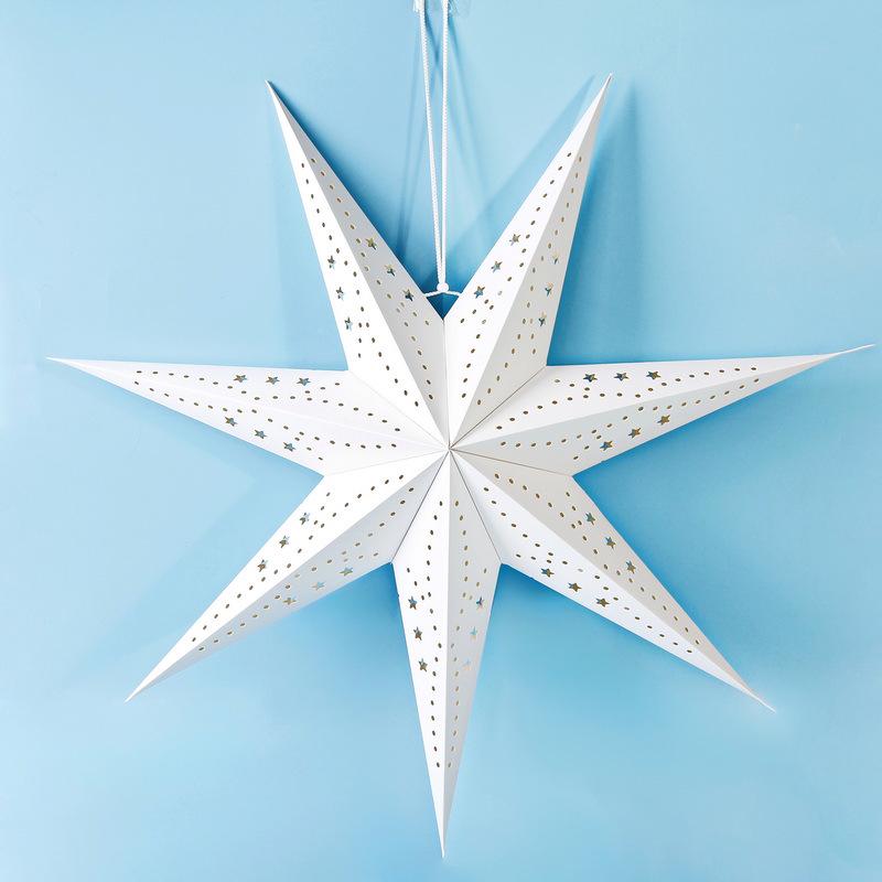 Weißer hohler Papierstern Lampenschirm - Weihnachts-, Hochzeits- und Partydekoration.
