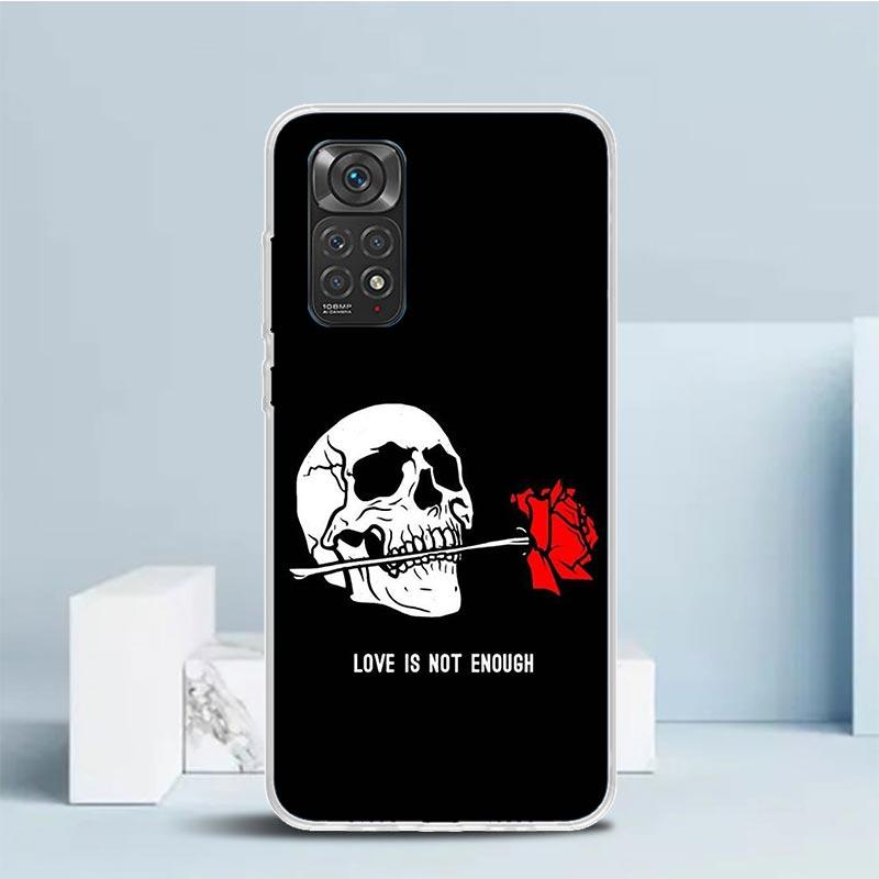 Human Skeleton Red Rose Phone Case For Xiaomi Redmi Note 15 14 14S 13 12S 12 Pro Plus 11S 11 11T 11E 10S 10 + Soft TPU Back Cove