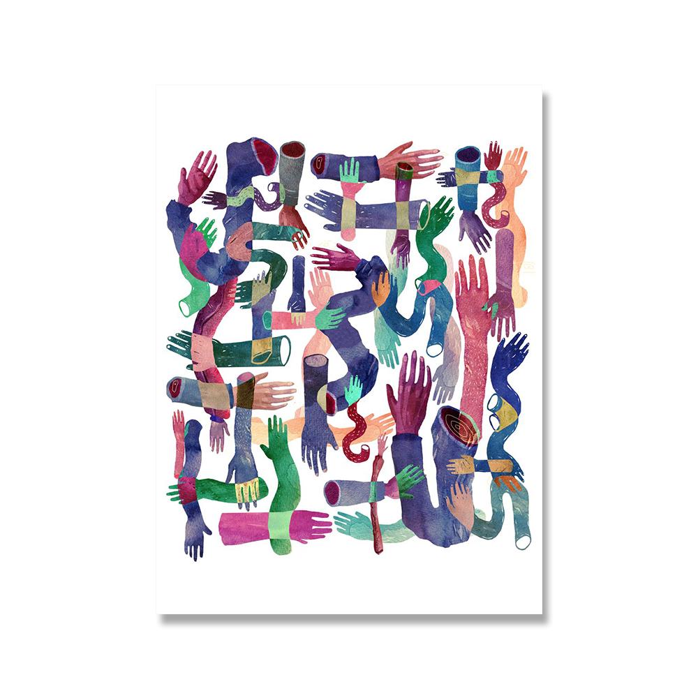 

Абстрактная печать Розовые руки Узор Холст Картина Цвет Крест Руки Плакат Минималистский Бохо Настенное искусство Картины Декор ванной комнаты 21x30cm No Framed