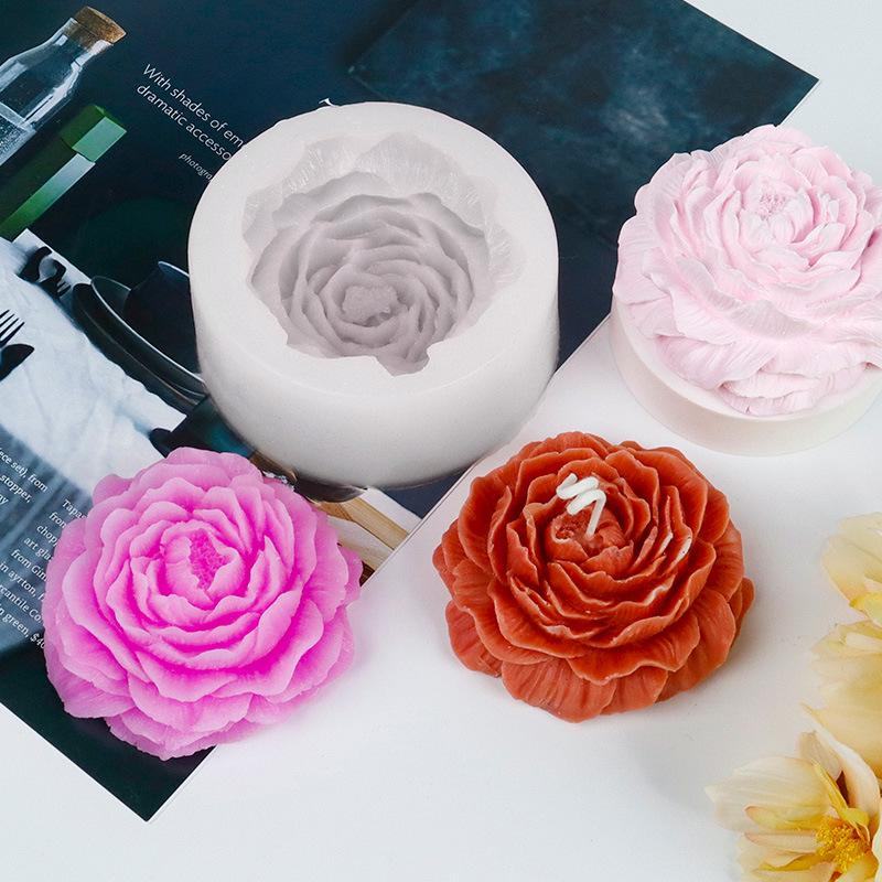 3D Large Peony Silicone Candle Mold DIY Handmade Creative Flower Aromatherapy Plaster Resin Soap Making Supplies Kit Home Gifts