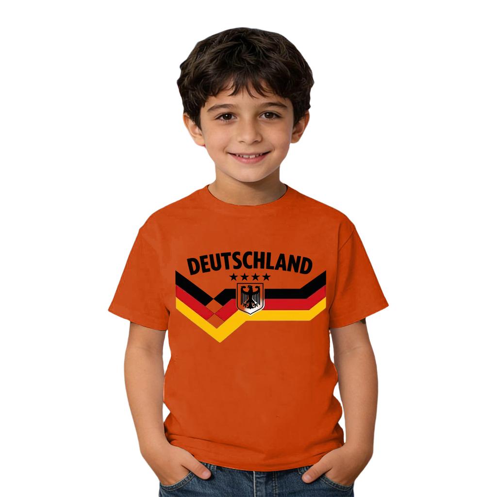 Camiseta Casual de Cuello Redondo para Niños con Estampado de Deutschland Manga Corta para Niños y Niñas Ajuste Suave y Cómodo