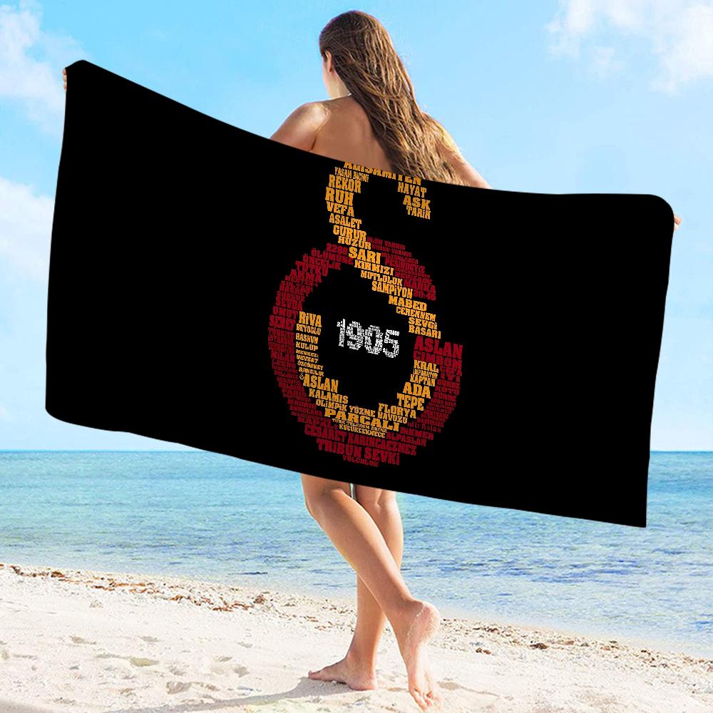 1905-G-Galatasaray Logo Towel Microfiber Beach Towel Absorbent Quick Dry Soft Yoga Swimming Resort Mountain Climbing Towel