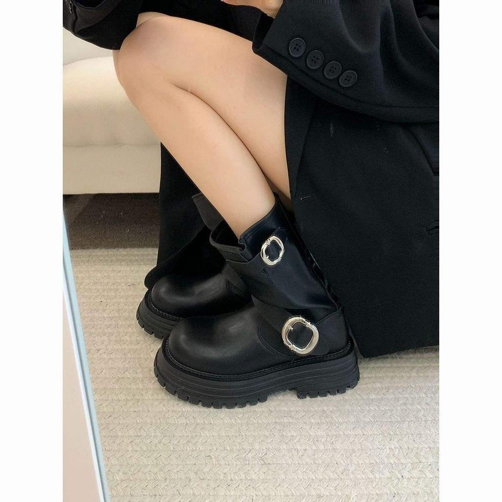 Brown Retro American Thick-soled Heightening Martin Women's 2025 New Versatile Autumn Thin Short Boots