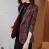 Women's Spring & Autumn Cross-Grid Blazer: Korean Business Casual British Style