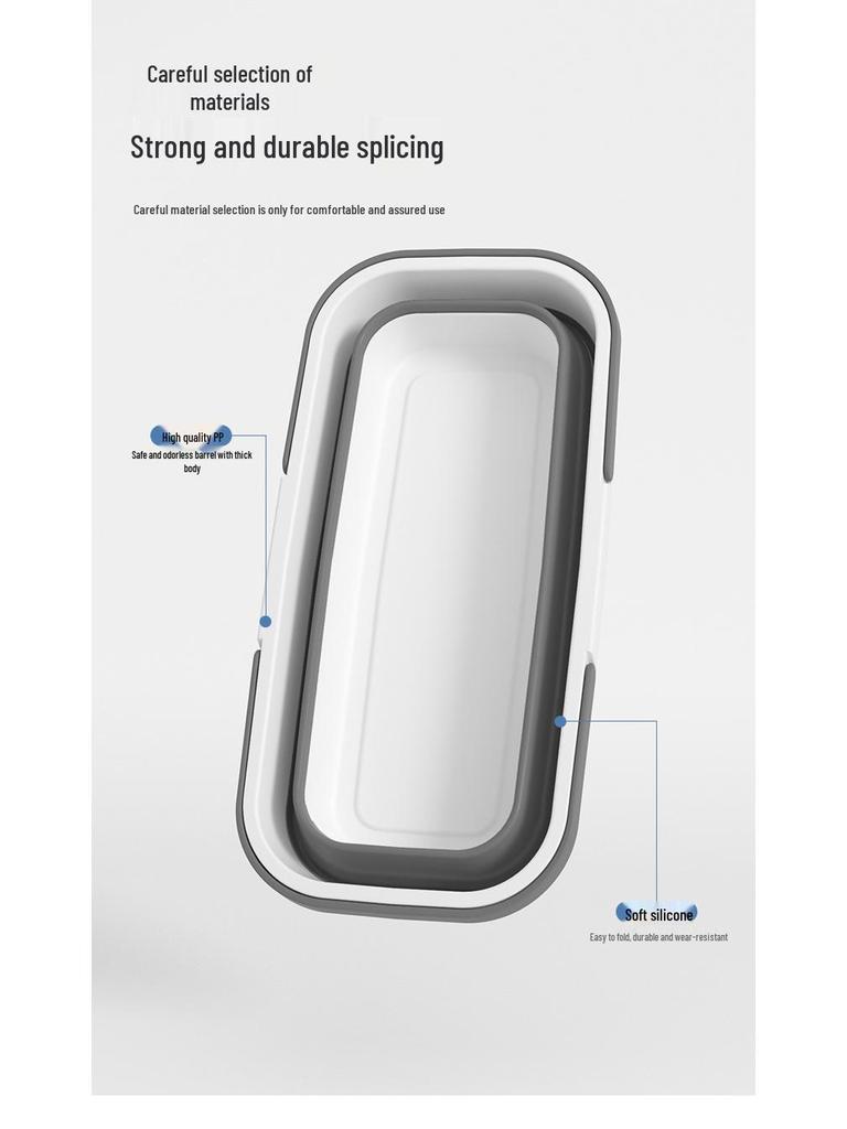 Multifunctional Silicone Folding Mop Bucket - Portable Rectangular Design