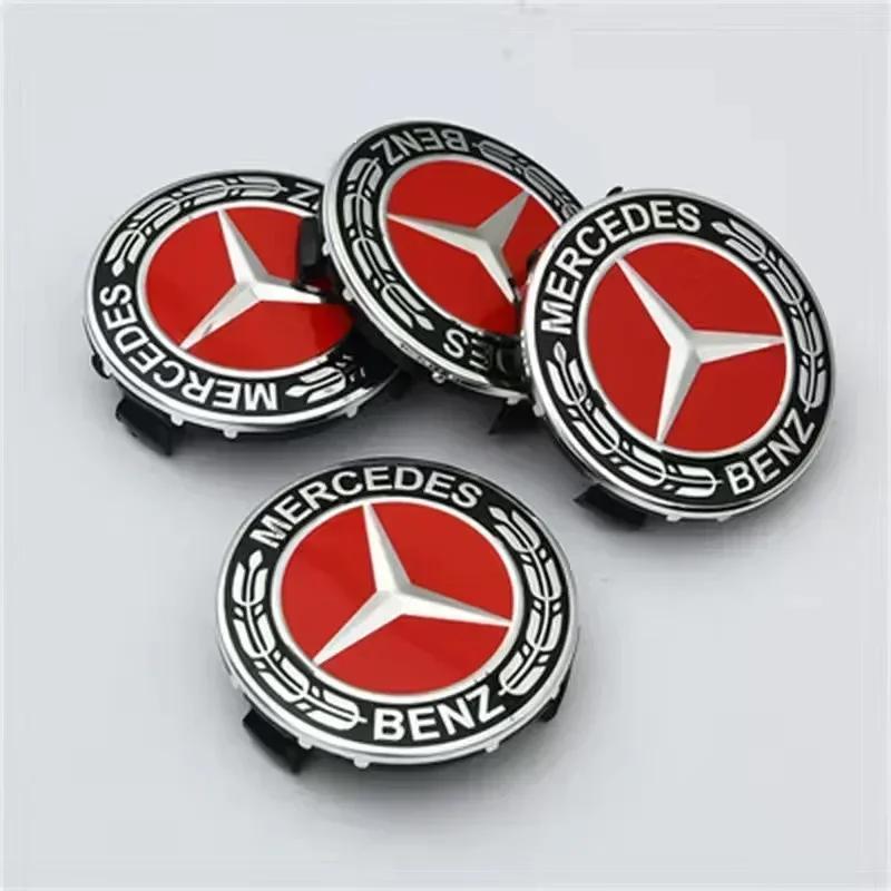 For Mercedes Benz 4 Pieces/Set 75mm For Mercedes Benz AMG W203 W206 W220 W205 W211 W212 Car Wheel Center Hub Caps Benz Emblem Ti