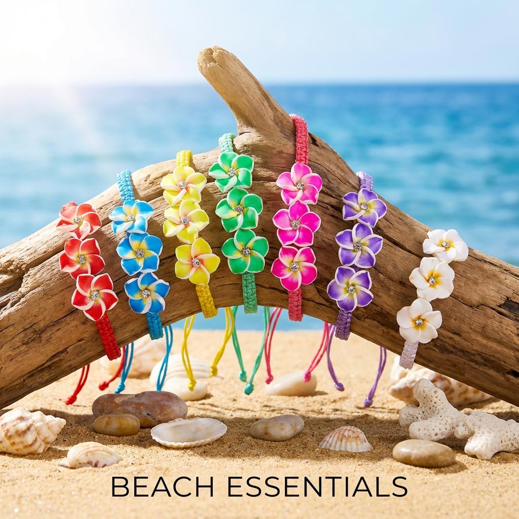 Boho Plumeria Flower Bracelet for Women Polymer Clay Hawaiian Frangipani Charm Braided Rope Bracelets Summer Beach Jewelry Gift
