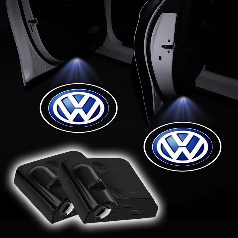 2Pcs Car Door Emblem Light LED Welcome Lamp Wireless Laser Projector For Volkswagen Golf-5 6 7 MK6 Jetta Lavida Polo Tiguan Passat B5 B6 B7