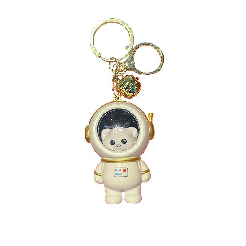 Influencer Style Bell Bear Astronaut Keychain Pendant with Light - Cute for Couples