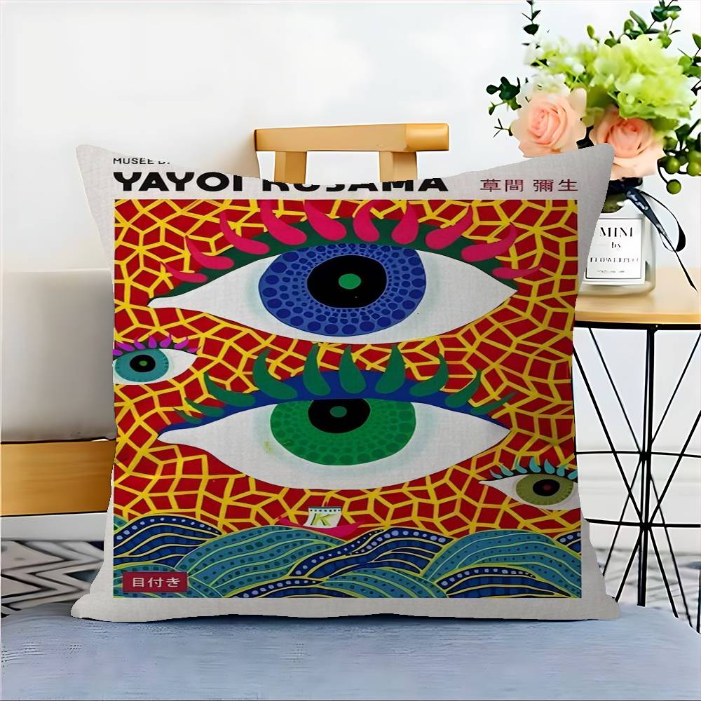 Yayoi Kusama Kunst Anime Kissenbezug Auto Wurfkissenhülle Für Sofa Auto Weihnachtsgeschenk 40X40cm 45X45cm