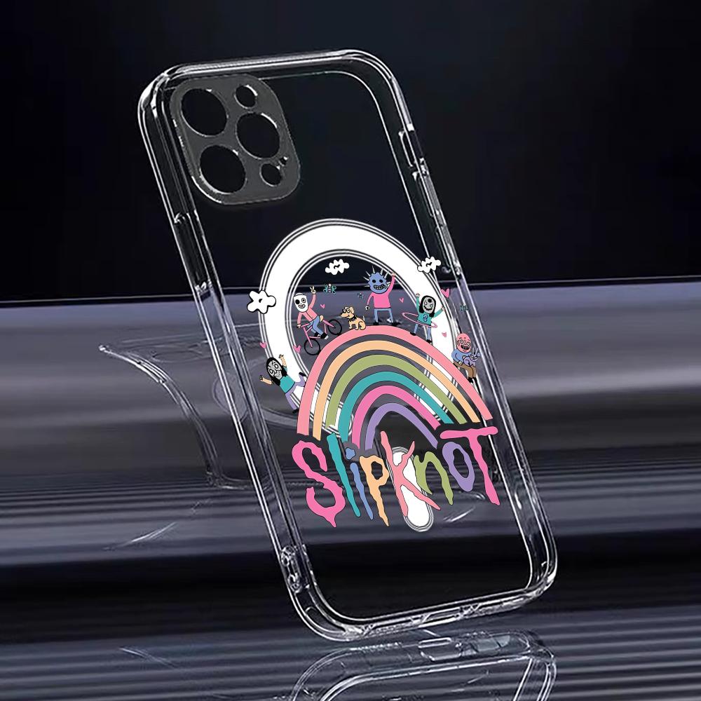 Funny Cartoon S-Slipknots Phone Case For iPhone 17 16 15 14 13 12 Pro Max Plus With Magnetic Crystal Clear Case Wireless Charge
