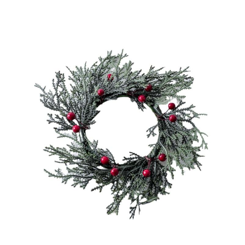 

Christmas Wreath Artificial Berries Pinecone Pine Candlestick Wreaths Garland Candle Ring Table Home Party Decoration зелёный