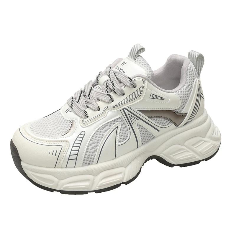 

Women s New Lightweight And Comfortable Sports Shoes With Breathable Mesh Upper For Running And Leisure Zapatillas De Deporte 35 брудно-білий