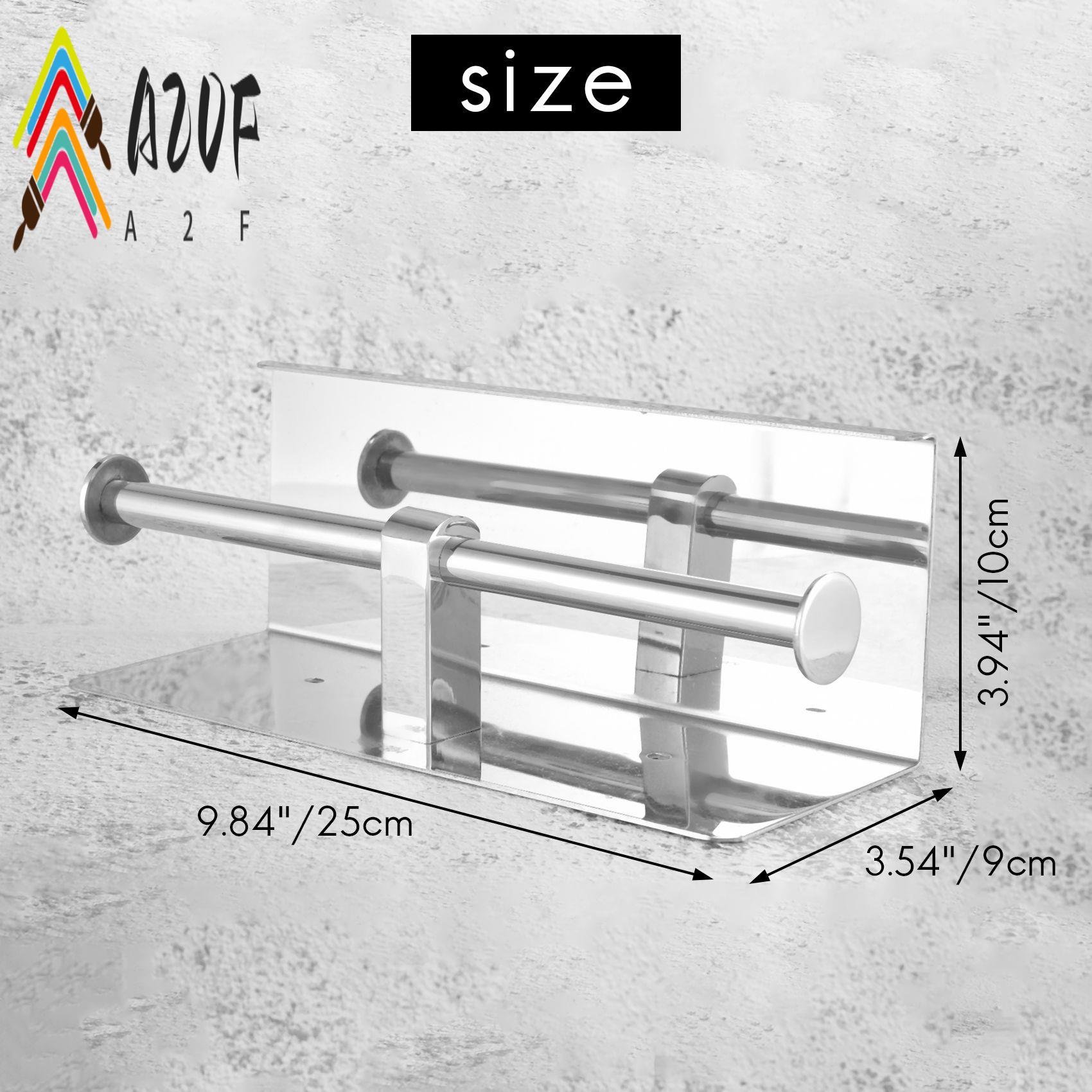 A20F-Double Toilet Paper Holder With Phone Shelf, Dual Roll Paper Dispenser With Shelf,Toilet Tissue Roll Holder With Rack серебряный