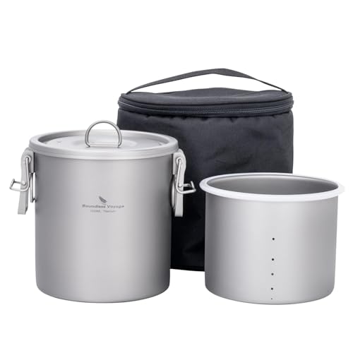 

Безграничное Путешествие Титановый Портативный Набор Посуды - Походный Котелок, Рисоварка для Туризма, 1400 мл, Легкий, Прочный, Компактный, Подходит для Прямого Огня