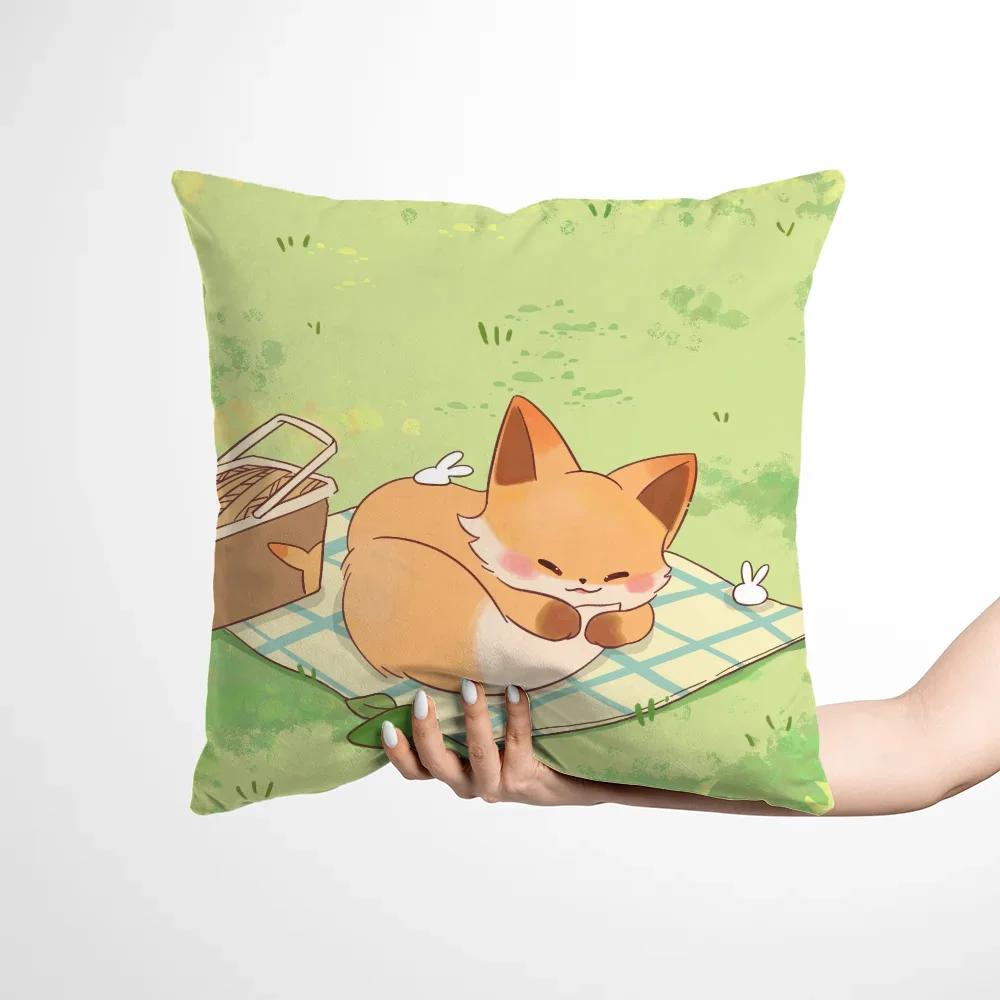 

Наволочка для подушки декоративная мультяшная лиса бархатная наволочка x прямоугольная наволочка для диванных подушек для гостиной 66x66cm розовый