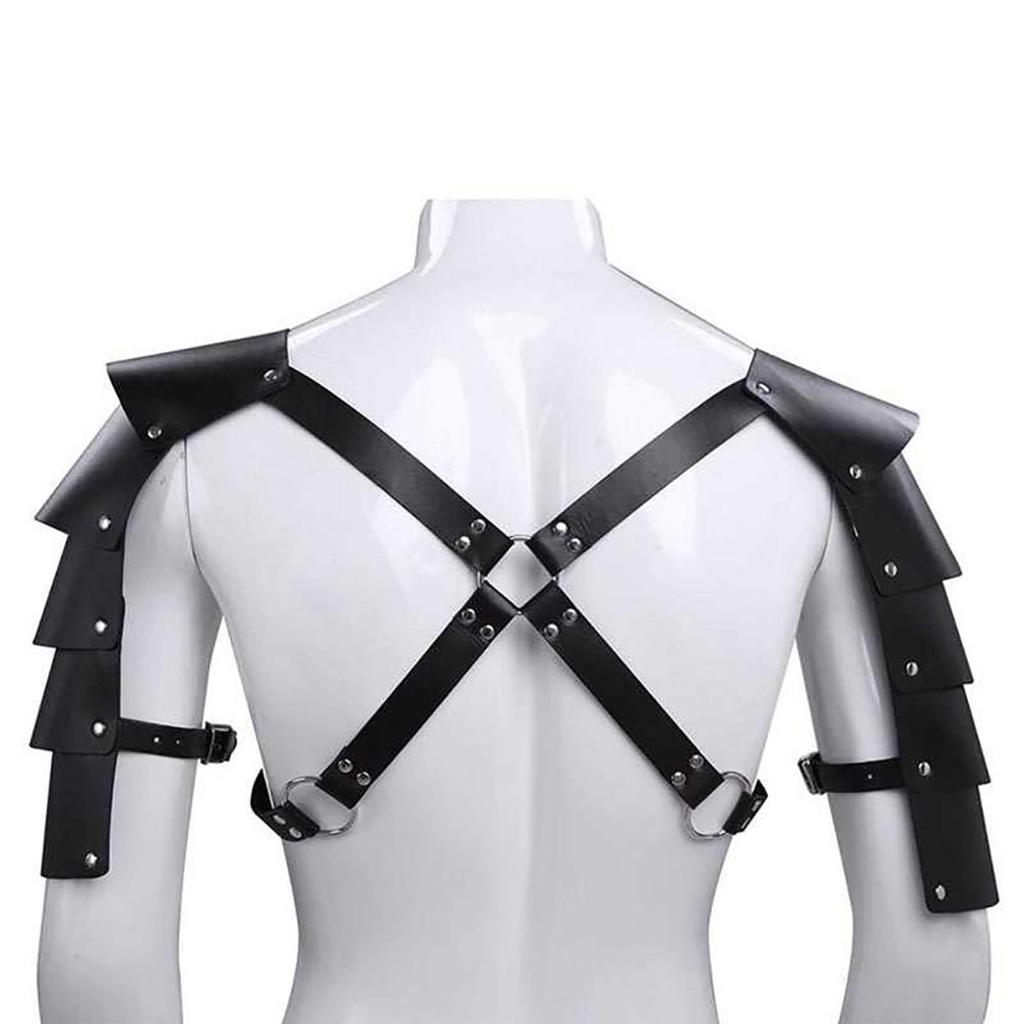 Faux Leathers Warrior Double Shoulder Armors Body Chest Harness Cosplay Costumes