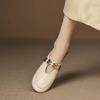 Fashion Slippers Women's 2025 New Round Head Half-drag Sandals Womens Retro Metal One-word Strap Low-heeled Bag Head Shoes Women
