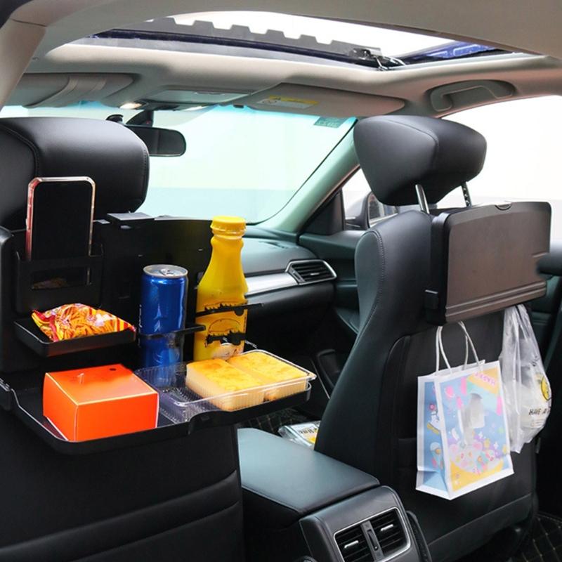 Car Backseat Multifunctional Organizer Folding Table Food Tray Drink Holder ABS