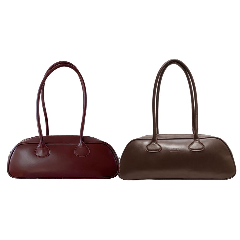 Women Fashion Shoulder Bag Large Capacity PU Leather Vintage Armpit Bags Solid Color Versatile Bowling Bag Commuting Handbag