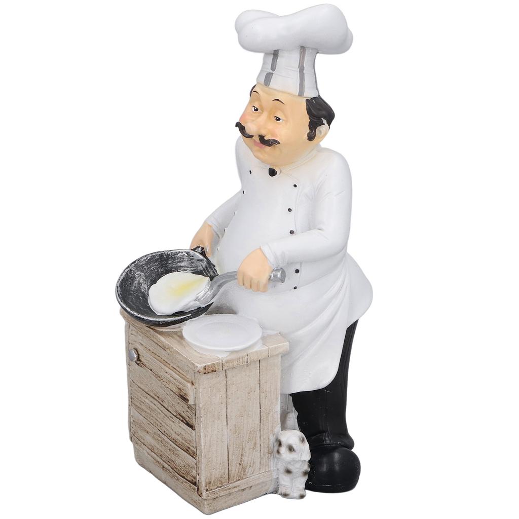 Chef Cooking Figurine Small Stereoscopic Art Ornament Resin Decoration Statue for Kitchen Living Room Bedroom