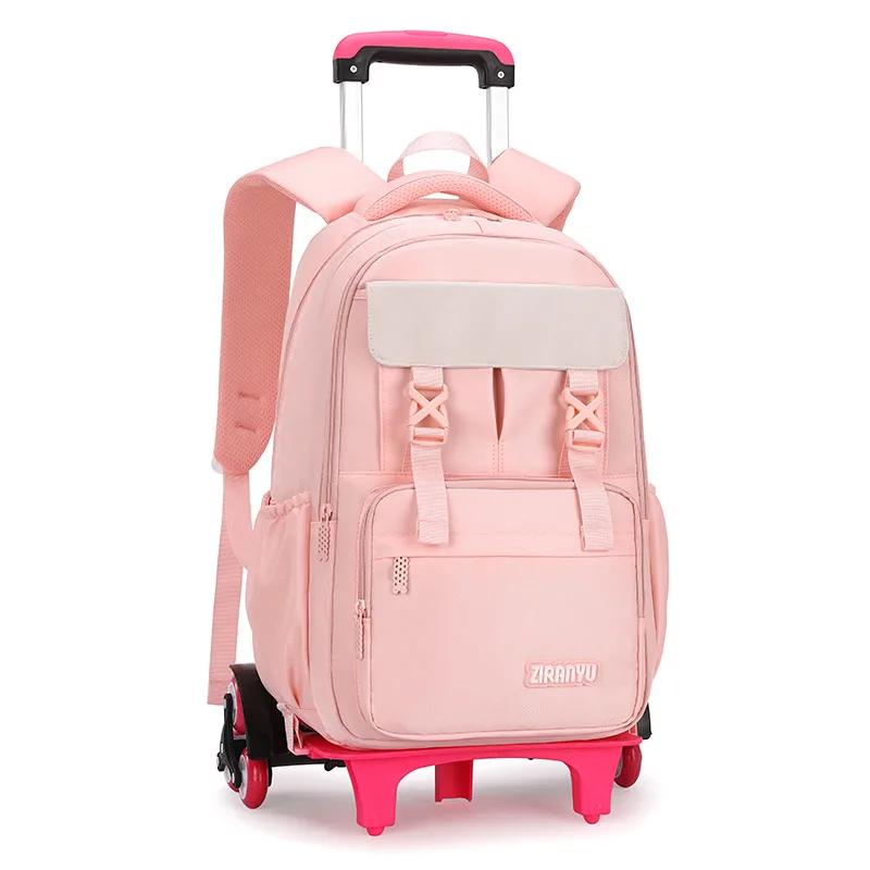 Zaino per Bambini e Ragazze Borsa da Scuola con Ruote Zaino Trolley Carino Zaino Scolastico Zaino con Ruote Portadocumenti