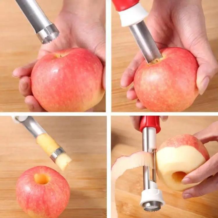 LsCook Herramienta 2 en 1 para Pelar Frutas y Quitar el Corazón Descorazonador de Verduras de Acero Inoxidable