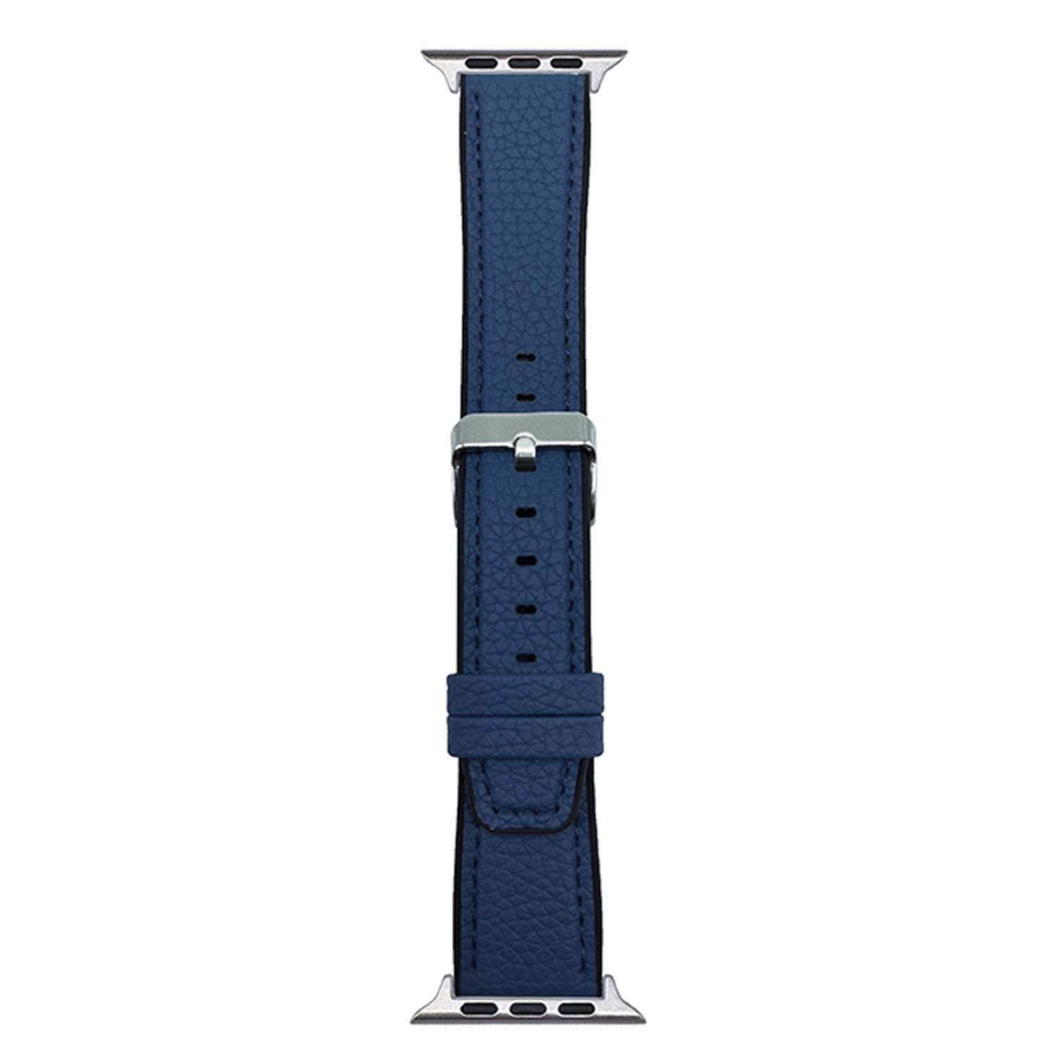 

Watch Band For Apple Watch Series 10 Ultra 9 8 7 SE 6 5 4 3 2 1 46mm 49mm 45mm 44mm 42mm Metal Buckle Litchi Texture Silicone Strap Midnight Blue