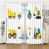 2 panel Cartoon Toy Excavator Toy Car Print Drapes for Children Boys Girls Bedchamber Windowpane Blinds Grommet Best cortiinas