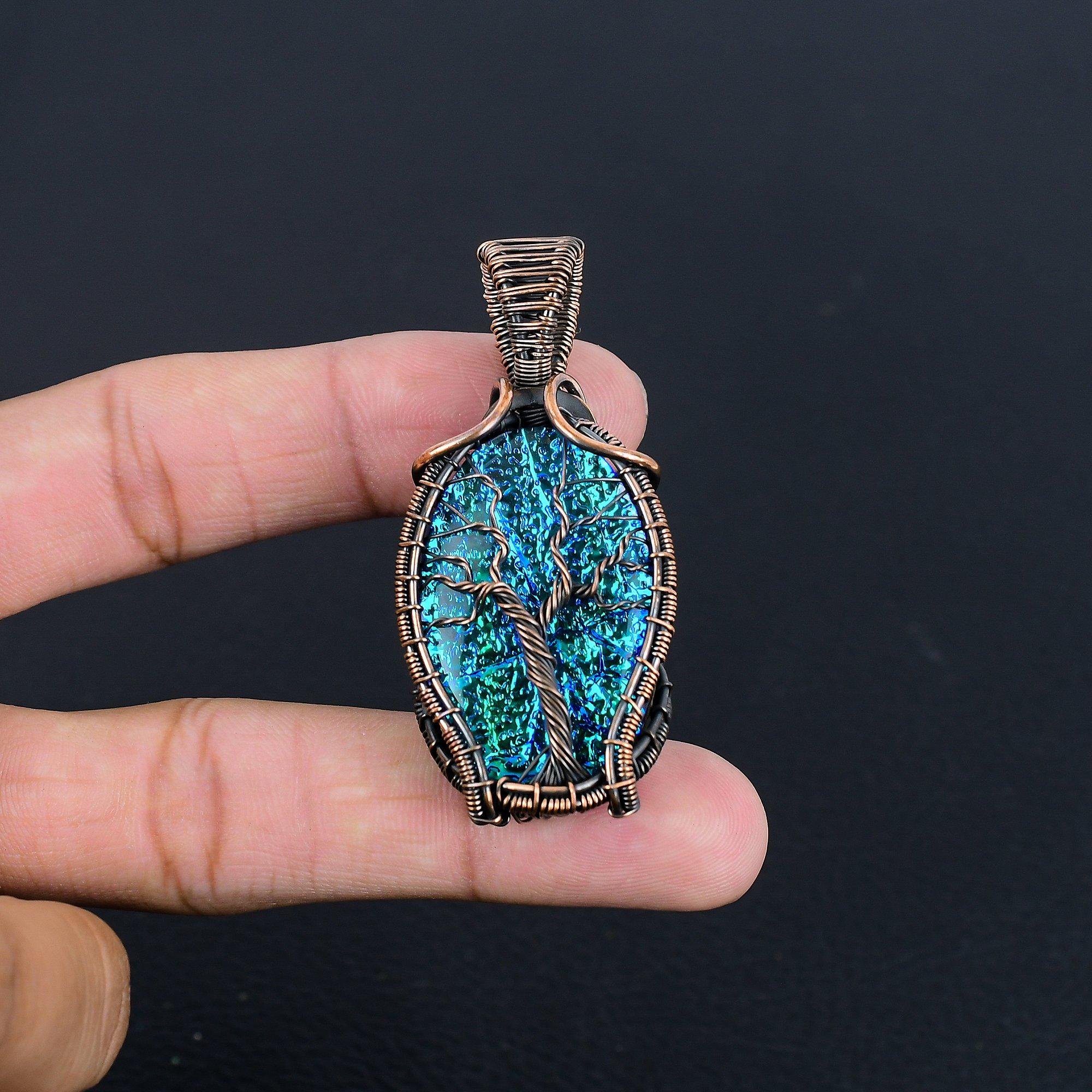 

Кулон с австралийским триплетом опала, обернутый медной проволокой 999 пробы, кулон ручной работы с драгоценным камнем, подарок на день рождения 2.53 Inches