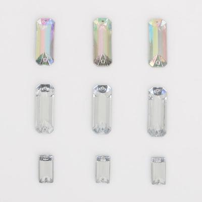 50-200 Adet Çift Delik Düz Tabanlı Akrilik Matkap Dikdörtgen Düz Tabanlı Kristal Cam Rhinestones DIY düğün elbisesi/Giyim Aksesuarları