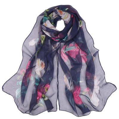 New Summer Lotus Print Women Scarves Girls Floral Sunscreen Yarn Thin Scarves Soft Beach Scarf Casual Female Wrap Shawls
