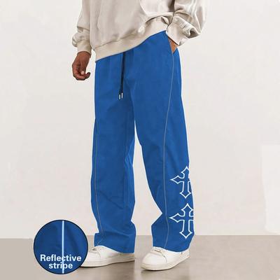 Męskie haftowane spodnie sportowe casualowe modne w stylu high street vintage długie spodnie wygodny luźny krój model męski