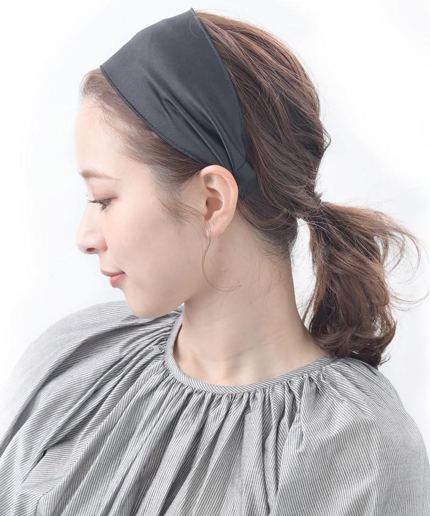 VINGTAINE Wide Satin Hair Headband, Wedding, Party, Accessory, Black, HK-35-BK
