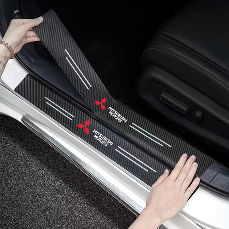 Car Door Sill Carbon Fiber Sticker Auto Protector Strip Waterproof For Mitsubishi Eclipse Lancer Outlander Pajero ASX Colt I200 WM1
