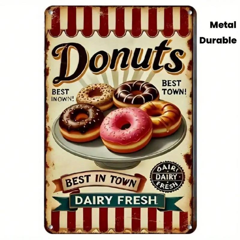 Vintage Donut Metal Wall Art Bakery Decor Retro Kitchen Sign Home 20x30cm