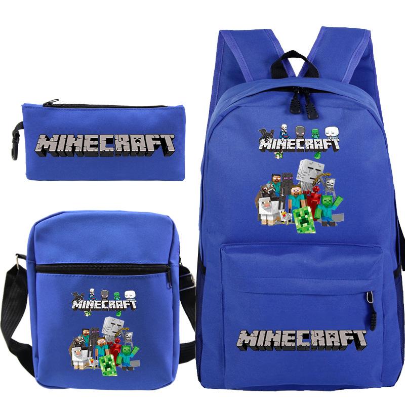 Minecraft Primary And Secondary School School Bag Children'S Backpack Backpack Shoulder Bag Pencil Case Three-Piece Set
