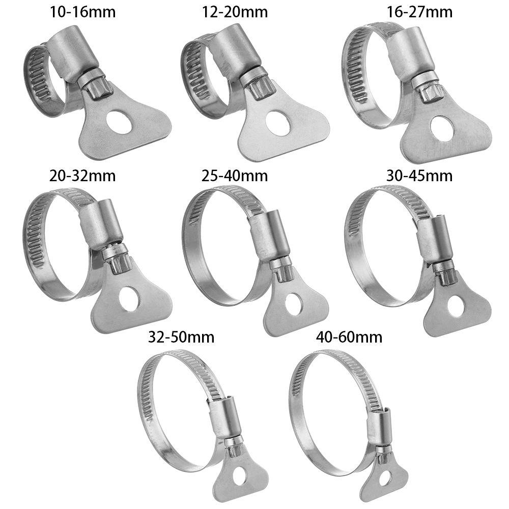 201 Stainless Steel Worm Gear Hose Clamp Adjustable 10-60mm Key Clamp Hose Clip For Water Pipe Plumbing Automotive Mechanical