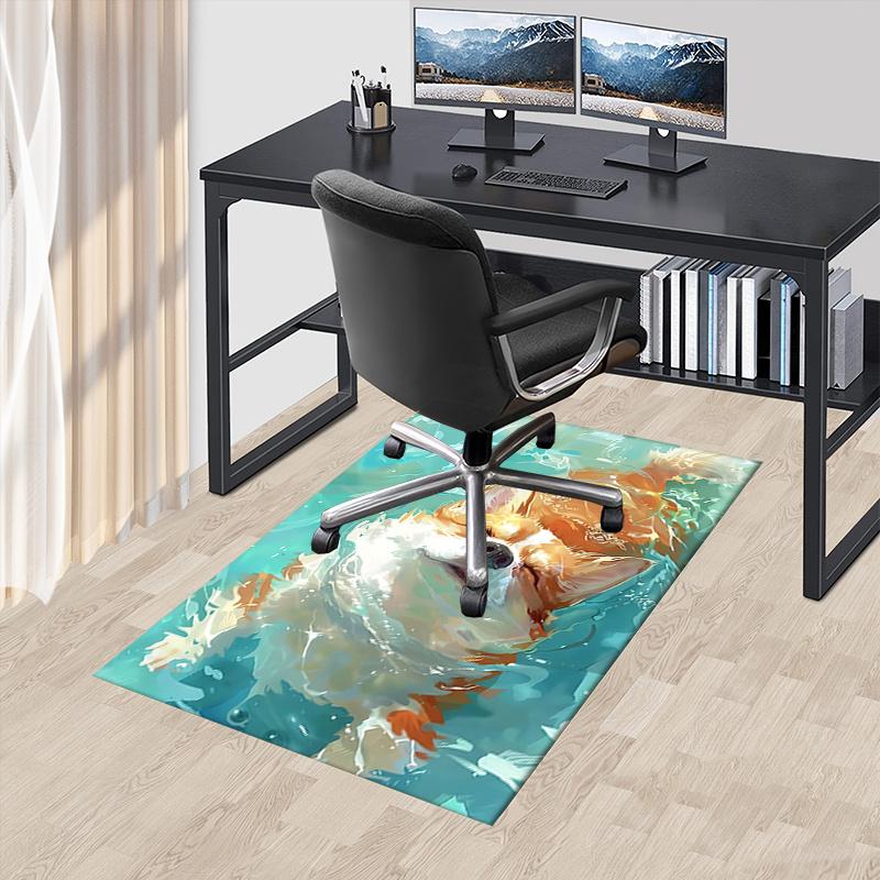 

Cute Corgi Theme Chair Mat: Office Carpet - Oversized Rug for Home Decor, Sofa Mat, Desk Protector, Gift Idea for Any Room0193A 60cm by 90cm