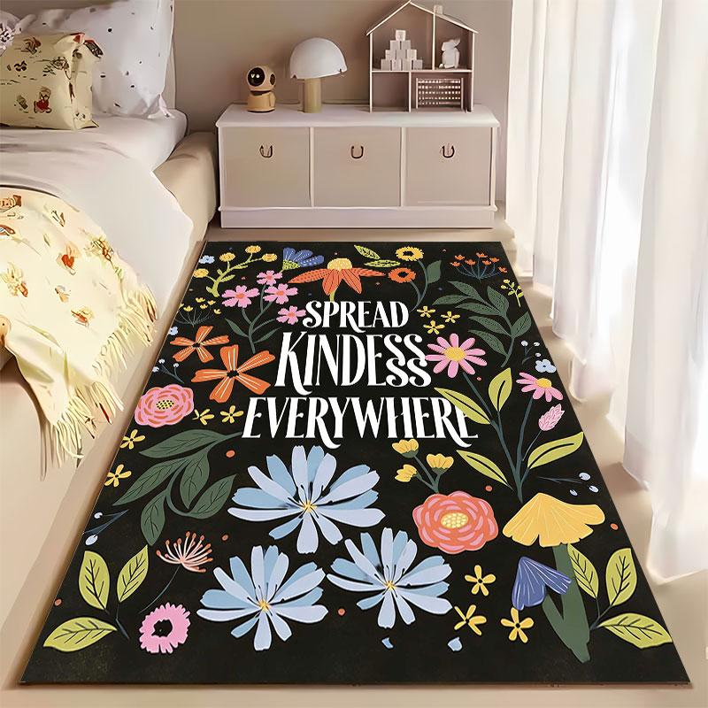 Floral "Spread Kindness" Carpet suitable as a non-slip mat for the living room or bedroom sofa
